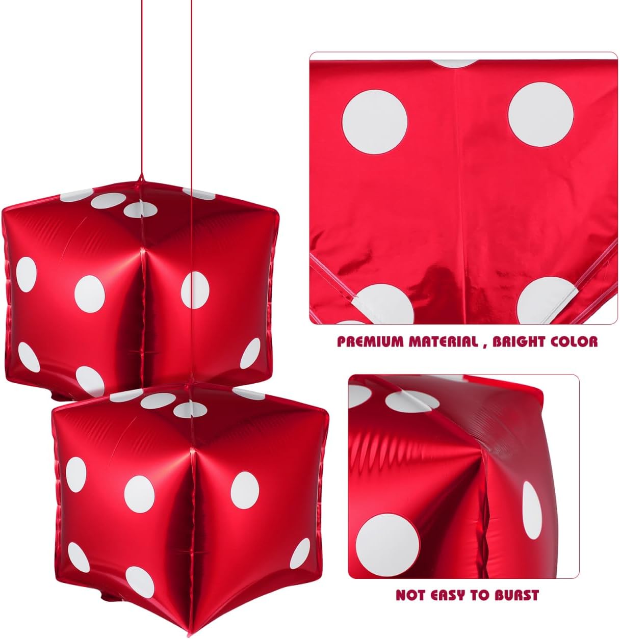 jojofuny 5 Pcs Cube Foil Balloons 7 Inches Square Aluminum Foil Dice Balloons for Theme Party & Poker Night Decorations – Dice Decor for Adults & Kids Birthday Celebrations and Game Night