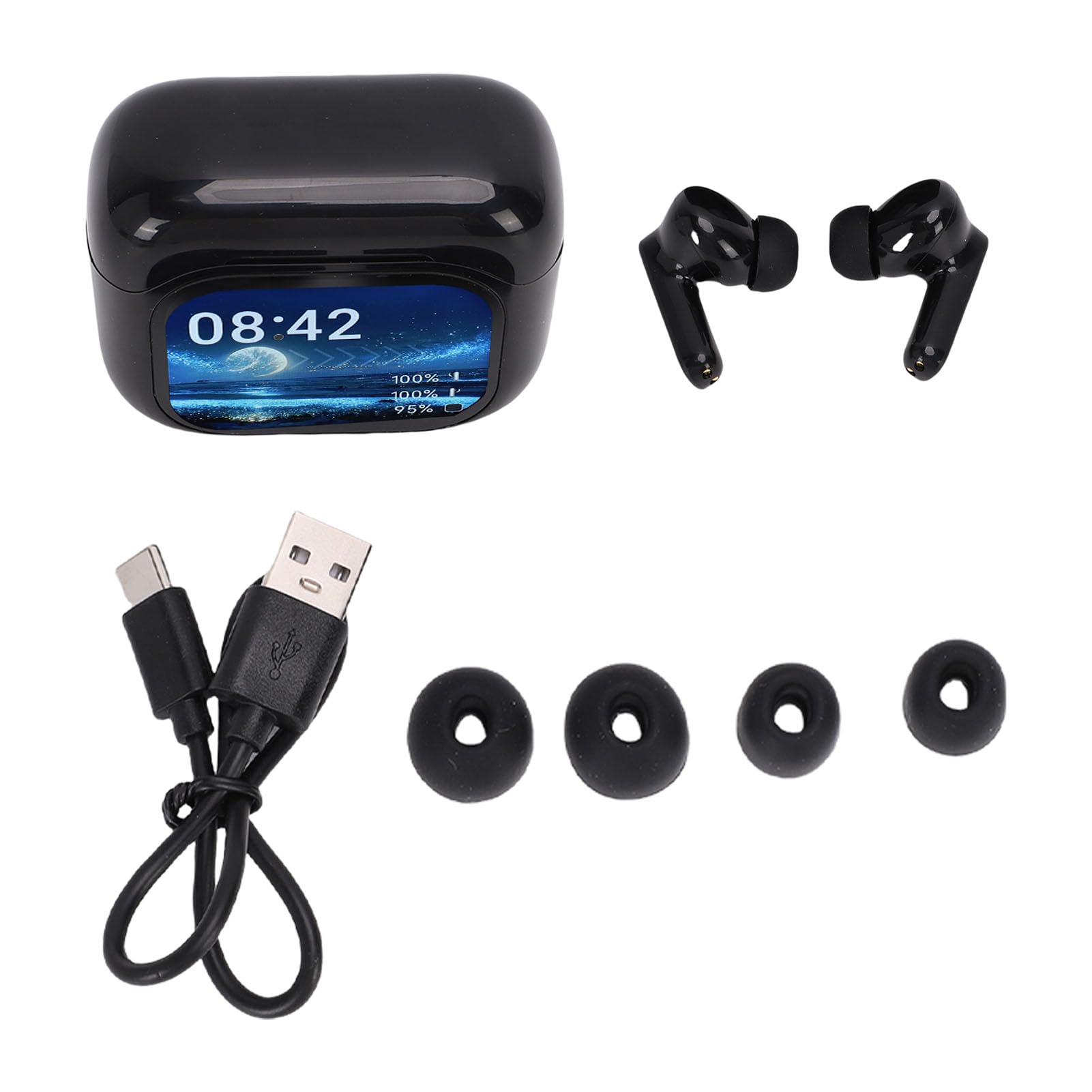 Generic Auricolari per Traduzione AI Touchscreen LCD Avanzato in Tempo Reale 164 Lingue Cuffie Bluetooth 5.4 per Viaggiatori 2 Auricolari Custodia 4 per Utenti IOS e