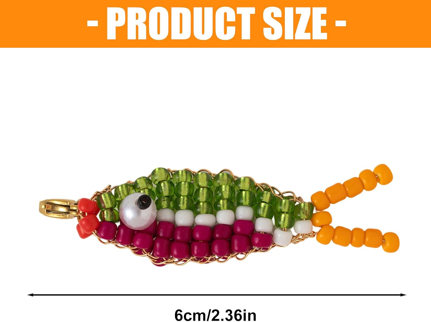 Beaded Fish Charm Keyring with Metal Lobster Claws Clip image 3