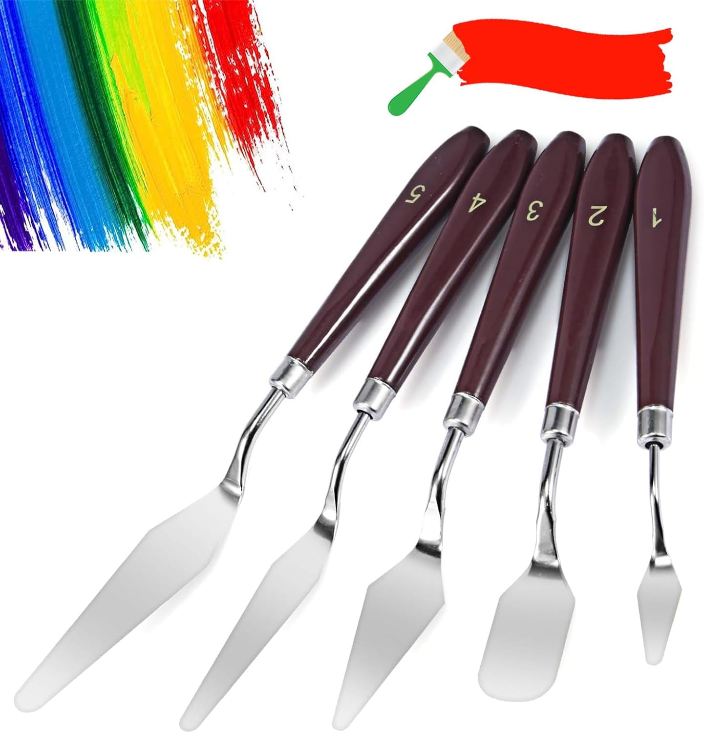 ROMINVIC Strukturpaste,Spachtel Set Acrylmalerei - 5 Palette Messer AbstreifermesserAcryl Spachtel Kunstlerbedarf zum Olgemalde