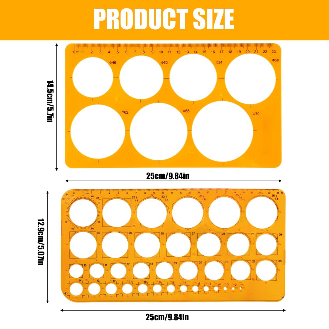 LXUEJIE 2 stencil rotondi per disegno, stencil rotondi per disegno professionale, strumento di aiuto per disegni multifunzione, strumento di aiuto per