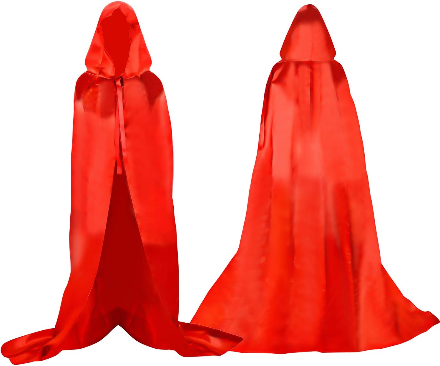 Proumhang Hooded Cloak Long Cape Grim Reaper Vampire Witch Carnival Halloween Adult Wizard Costume Red