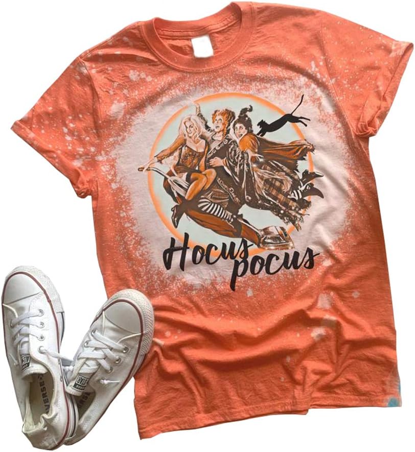 Women Hocus Pocus Halloween Shirt for Women Tie Dye Gradient Sanderson Sister Witch Fall Shirt Halloween Movie Tops