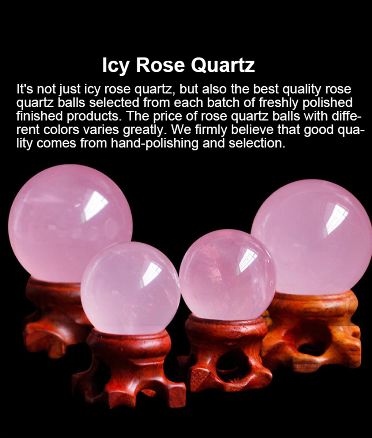 Bola de cristales de cuarzo rosa natural, esfera de gema curativa soporte