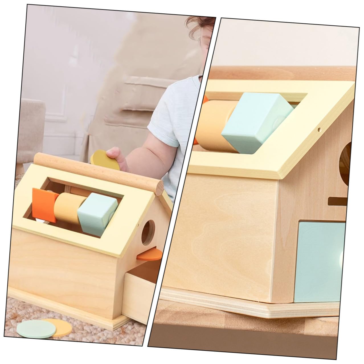 Juguete Sensorial Educativo Caja de Monedas para Niños Pequeños de Madera y Multifuncional Segura para Educación Temprana