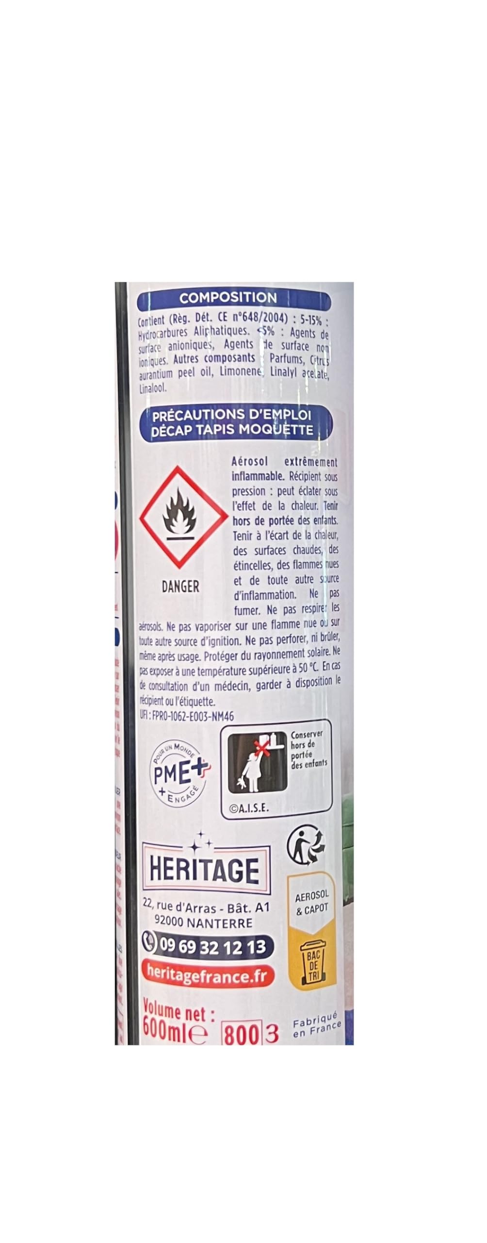 Lot de 3 Nettoyant Décap by-Mir spécial Tapis et Moquettes Mousse Active Parfum Frais - Spray Mousse 600 ml - Vendu Par Lot