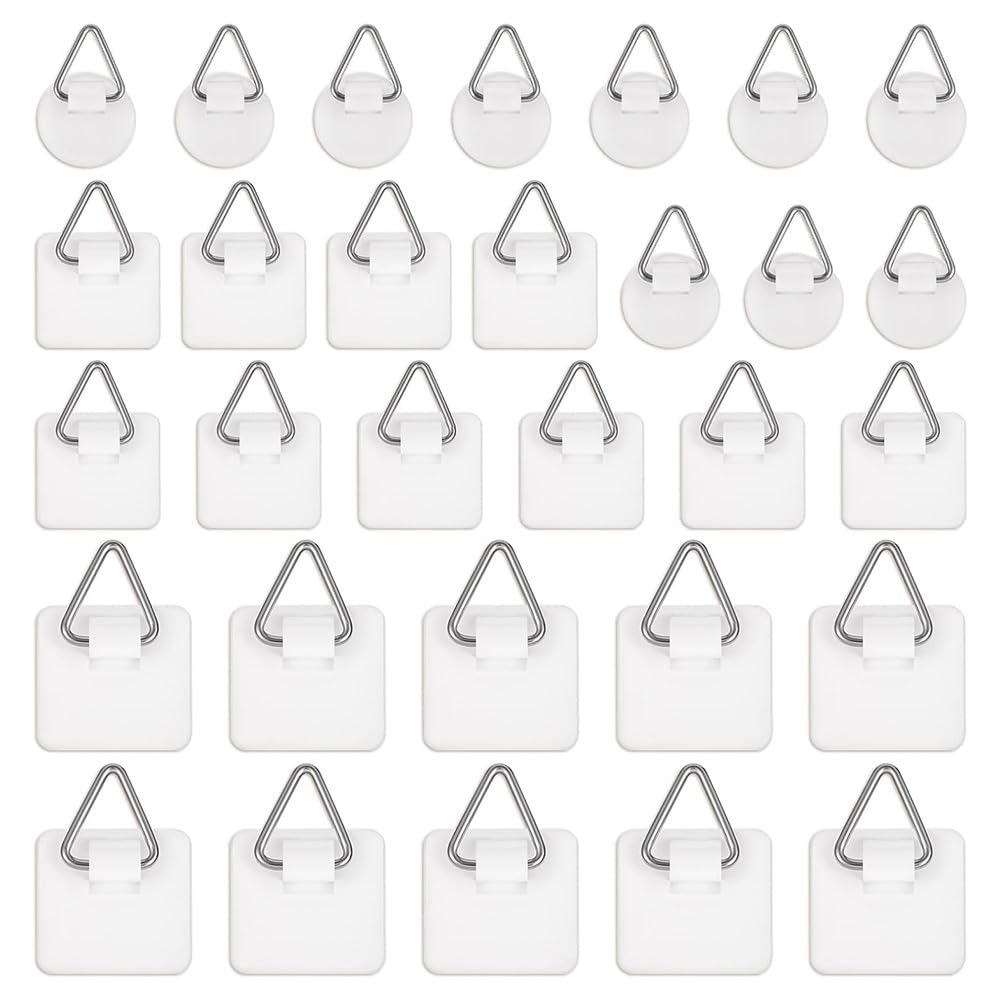 Littimoon 30 Pack Adhesive Picture Hanger Picture Hanging Hooks Without Nails Adhesive Wall Hangers Sticky Picture Hangers