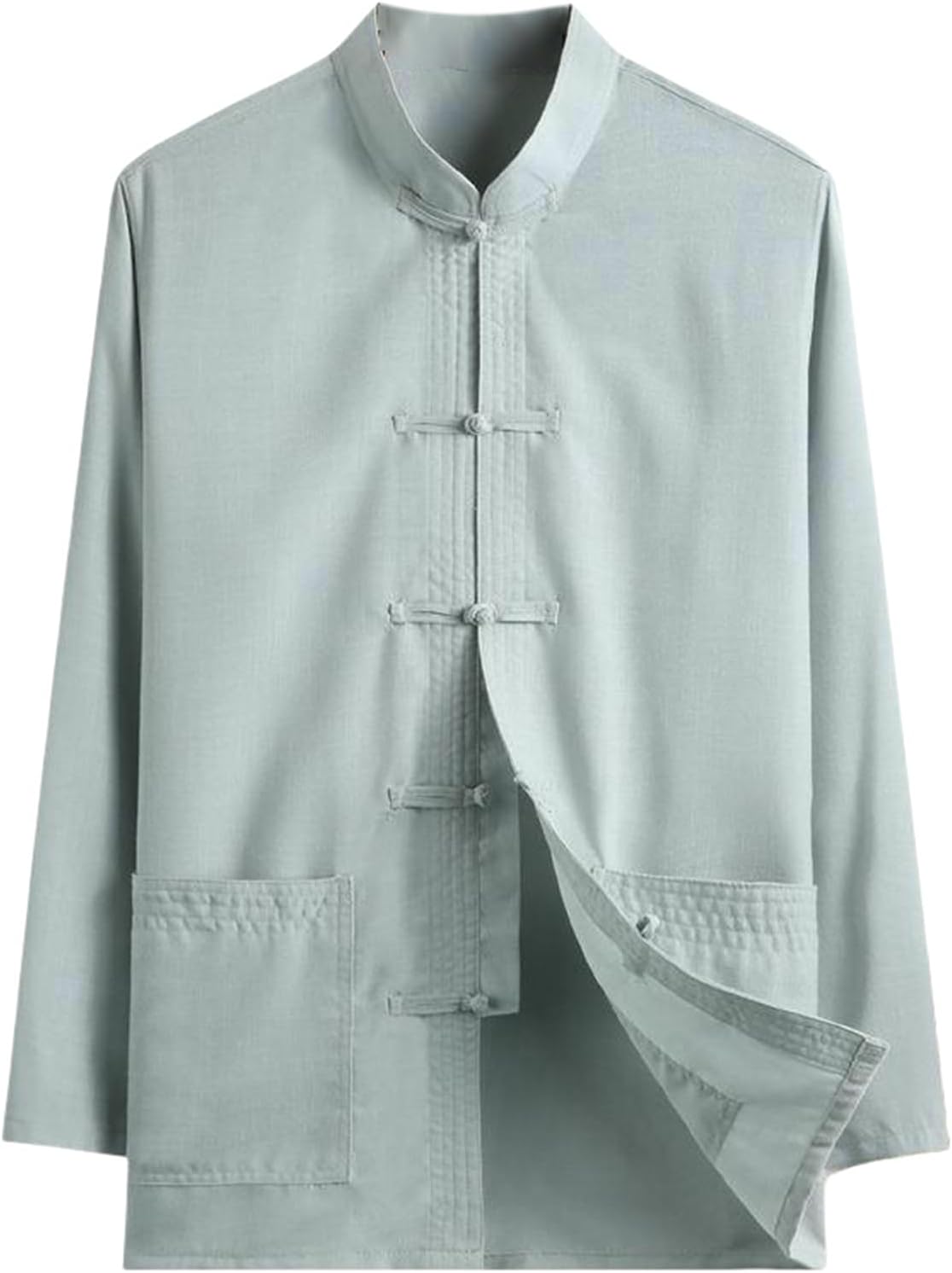 Men's Spring Chinese Style Long Sleeve Traditional Thin Cotton Linen Shirt