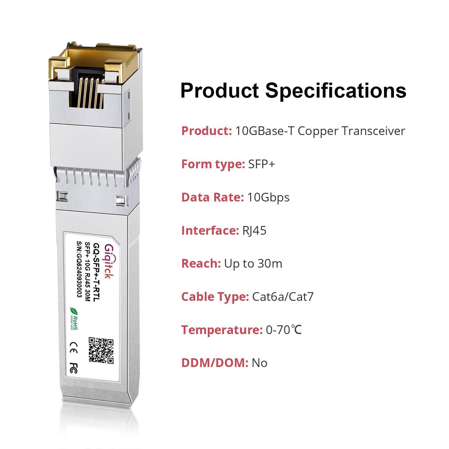 2Pack Newest 10GBASE-T SFP+ a RJ45 Transceiver, 10G Copper Módulo SFP+ to RJ45 con Chip Realtek para Cisco SFP-10G-T-S, Ubiquiti UF-RJ45-10G, Netgear, D-Link, Supermicro, Linksys, hasta 30m