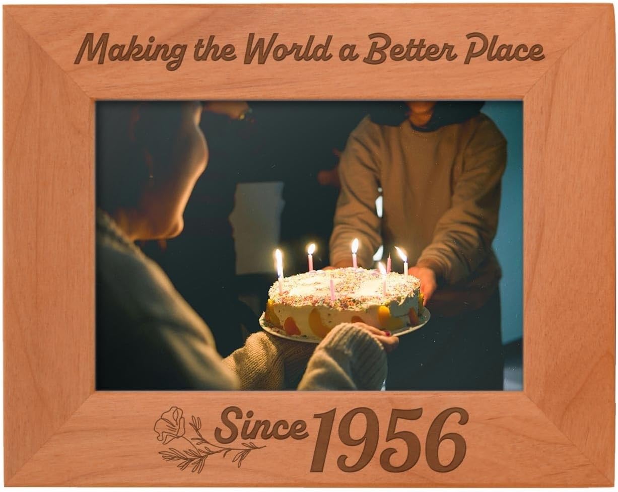ThisWear 70th Birthday Gifts For Women Making The World Better Place Since 1956 Wood Engraved Portrait 4x6 Photo Frame