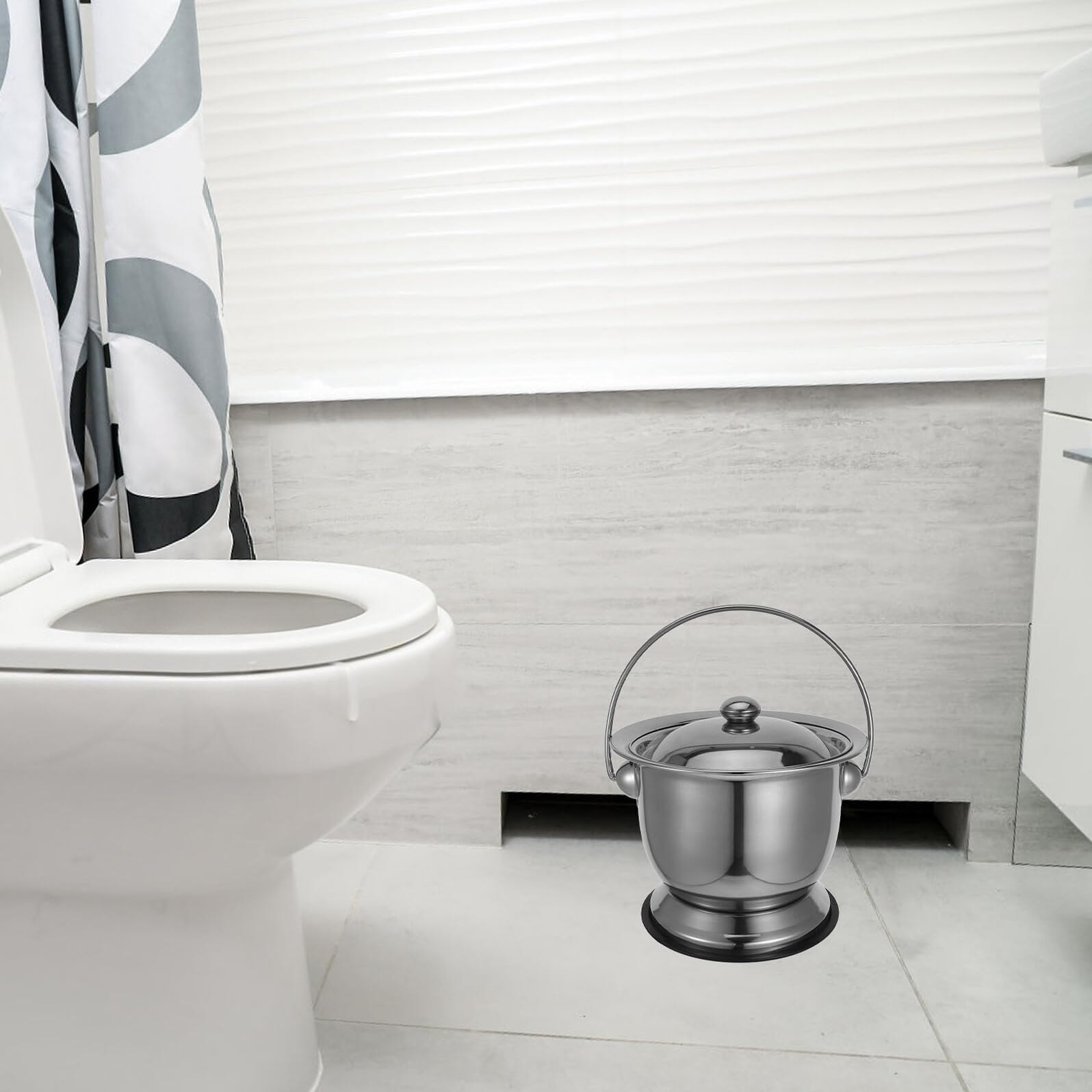 GARVALON Stalowy Bidet Przenośny z Pokrywą Duża Pojemność Stal Nierdzewna Nocnik dla Dorosłych Seniorów i Kobiet Ciąży Praktyczny Nocnik Turystyczny Do Łazienki i Opieki Domowej