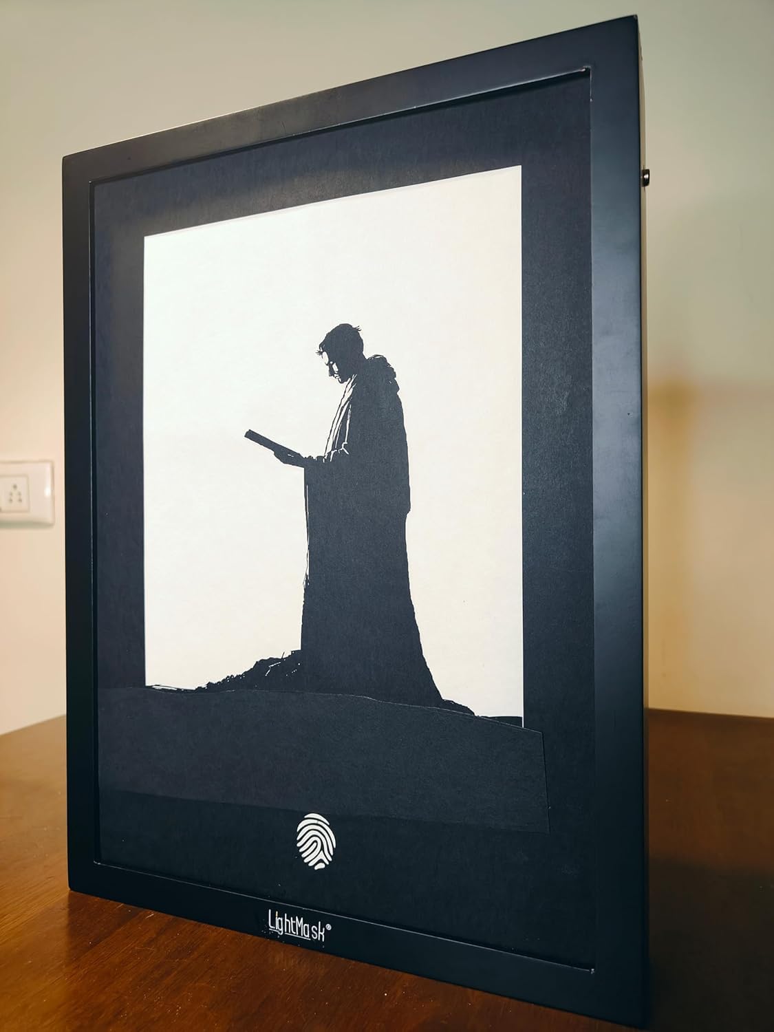 LightMask Divine Energy: Priest Reading Bible LED Shadow Box | 11.6x15.6 Inch Illuminated Wall Art | Spiritual Decor for Home, Temple & Office | Handmade Light Art Decor 1