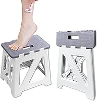 CarryEpic Foldable Shower Stool for Shaving Legs - Waterproof Foot Rest Step Stool, 300 lbs Capacity, Non-Slip Gray