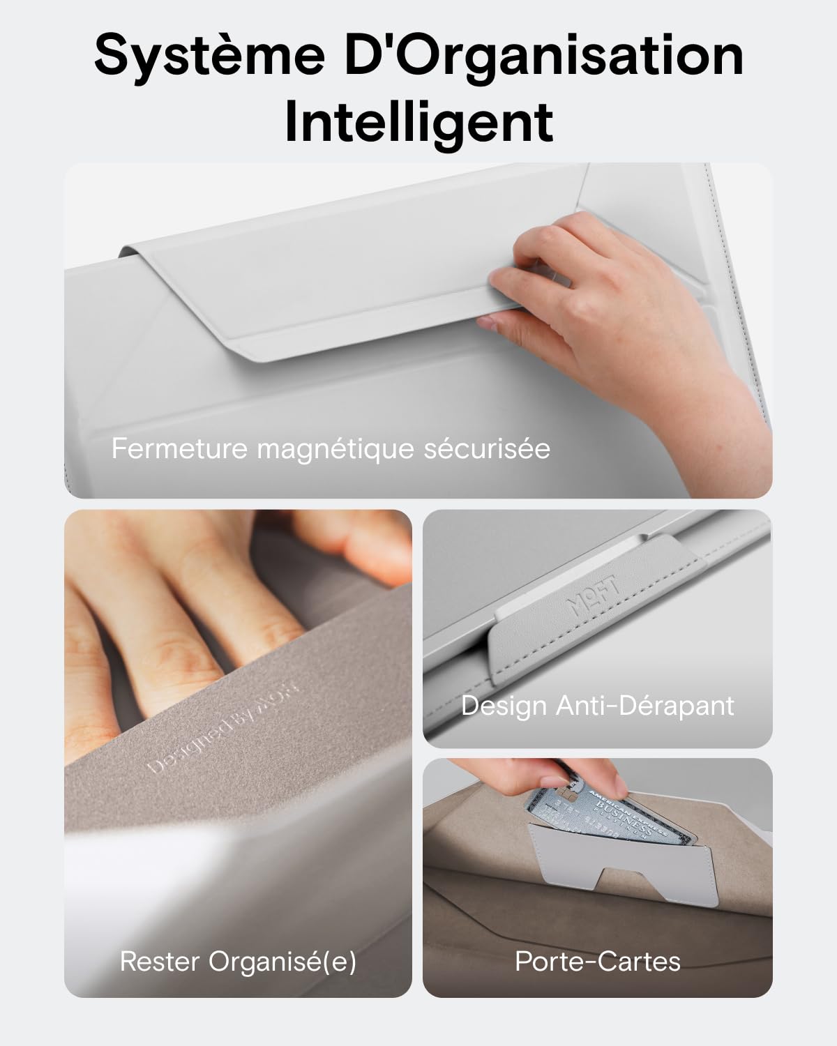 MOFT Housse de Transport pour Ordinateur Portable et Support, Deux Angles réglables, Pièces Ultra Fines pour Ordinateur Portable de 13" et 14", Compatible avec MacBook Pro/Air 2021 et 2022, Noir