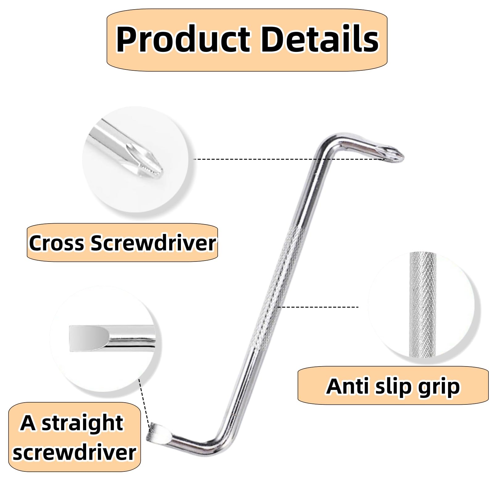 JLEivvi 3 Piece Offset Screwdriver Set Right Angle Screwdriver with Z Type Design for Tight Space Double Headed Flathead Driver Kit for Engine and Appliance Repair - Image 3