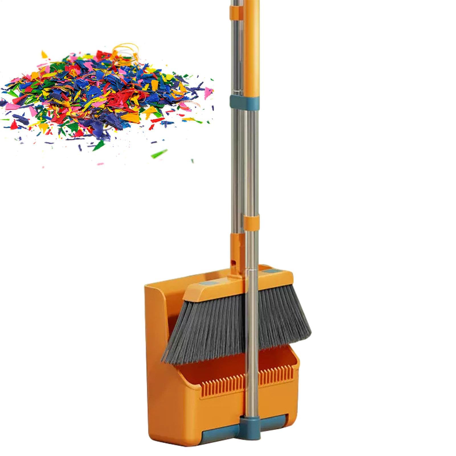 Juego de escoba y recogedor | recogedores de pie con combinación de escoba | giratoria de 180 grados | Escoba de pie y recogedor para comedor, baño, garaje, cocina, dormitorio y vestíbulo