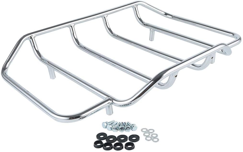 TCMT Motorcycles Chrome Luggage Rack Rail Tour Pack Carrier Trunk Top