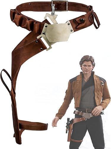 Miniatura 6 de Xcoser Han Belt - Funda de piel sintética marrón para cosplay, accesorio para disfraz, cinturón de mezclilla occidental, cintura 35-45 pulgadas,