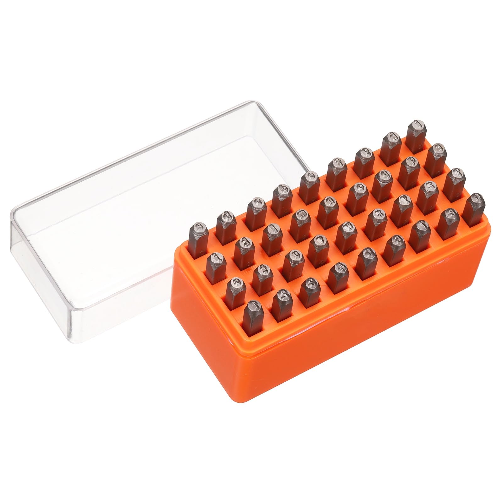 sourcing map 36 Pcs Metal Letter Stamps 1/8" 3mm 40Cr Lowercase Letter and Number Stamp Set Hand Stamping Punch Kit with Case for Jewelry Making Craft Arts Ring Bracelet