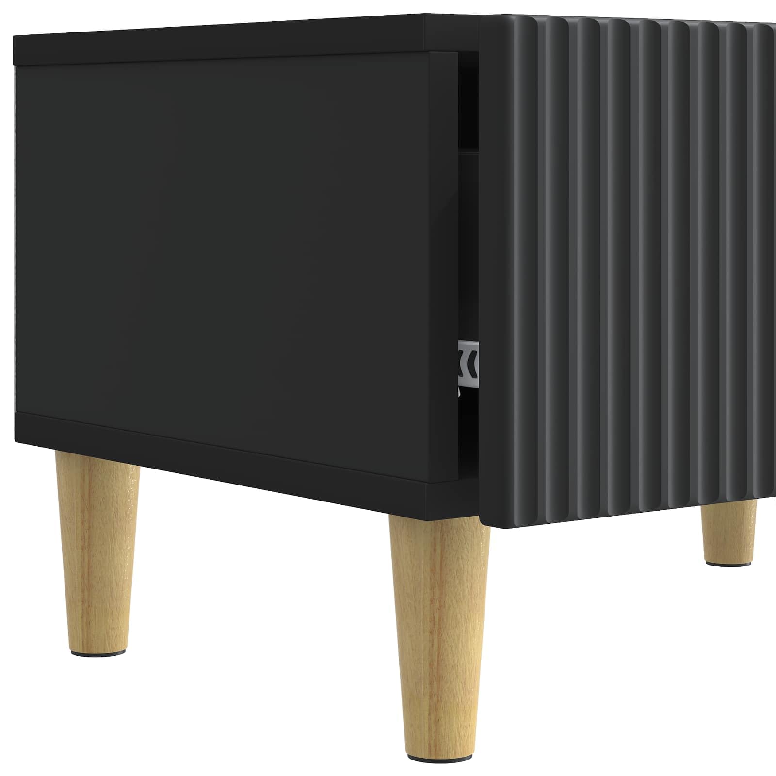 TV-Schrank Lowboard Fernsehtisch Schwarz 147 x 34,5 x 30 cm Modernes TV-Board aus Holzwerkstoff mit 3 Schubladen und Stauraum für Wohnzimmer Entertainment-Center Media Möbel