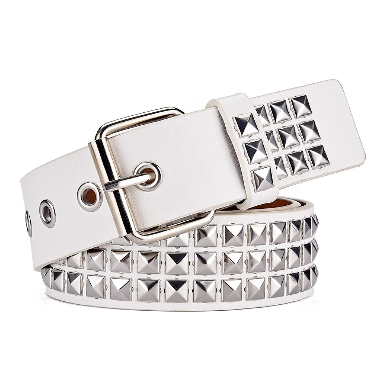 Studded Belt, Metal Punk Rock Rivet Belt with Bright Pyramid Studded for Women Men