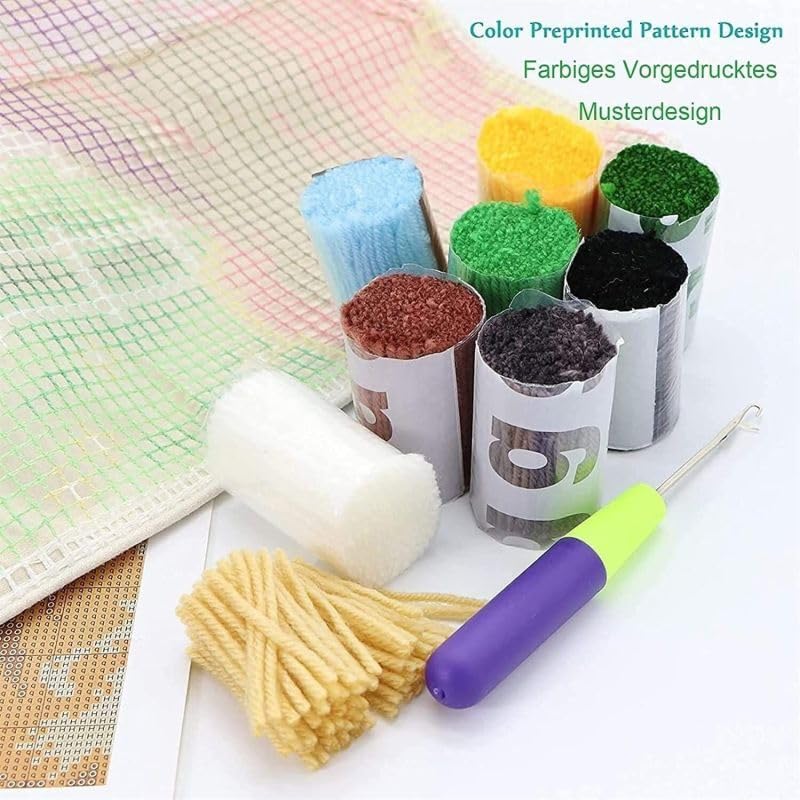 Taxpy Knüpfkissen-Set Elch - 43x43 Cm, Inkl. Garn, Häkelnadel & Anleitung - Bastelset Für Anfänger, Erwachsene & Kinder