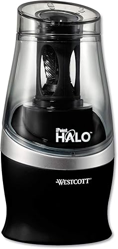 Miniatura 2 de Westcott Halo - Lápiz de colores antiadherente, sacapuntas eléctrico, accionado por CA, 3.5 x 6.75, negro/plateado