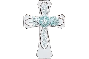 BLACK FOREST DECOR Coral & Shells Beach Cross - 15"