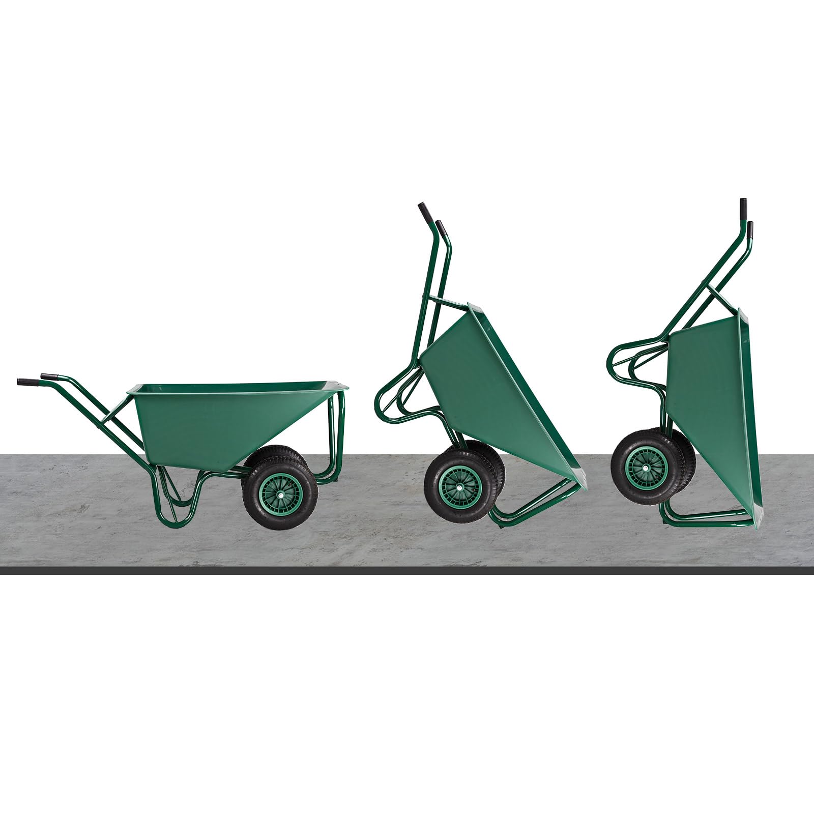 DEMA Gartenschubkarre SK130 Twin – 130 L, 2-Rad Schubkarre/Schiebkarre/Hofkarre, belastbar bis 150 kg, robust & stabil, ideal für Garten, Baustelle & Transport