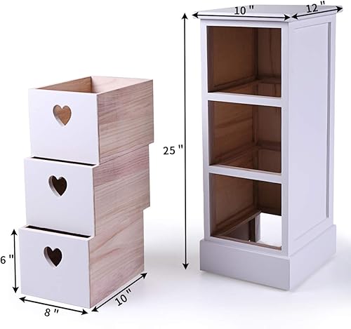 Miniatura 2 de Estantería de almacenamiento totalmente montada con 3 cajones de madera maciza color blanco