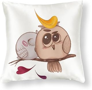 HighonHi Satin Modern Cushion Case Birds Cuople Love Decorative Pillowcase Cute Cartoon Cooling Pillowcase Zippered Cushion Case for Sofa Couch 16