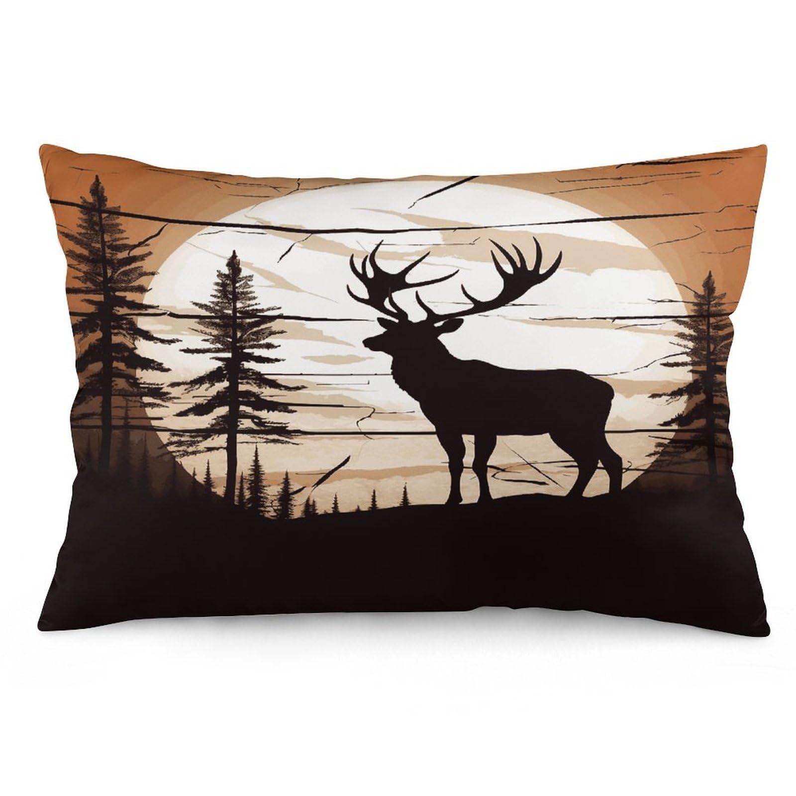 Wild Elk Silhouette Throw Pillow Covers with Silent Zipper Polyester Pillow Protectors Removable Pillow Cases Soft Pillowcase Cozy Pillow Sham Cushion Cover for Sofa Car Bed 12 "x20