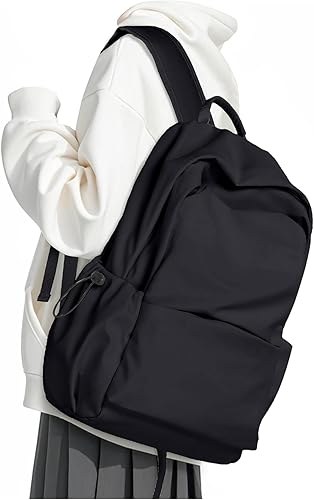 Miniatura 9 de Mochila negra para mujeres y hombres, mochilas escolares, mochila estética ligera para la universidad para niños y niñas, bolsa de libros, mochila