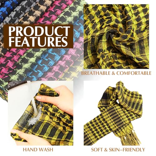 Newcotte 15 Pcs Military Shemagh with Tassel Desert Tactical Scarf Keffiyeh Women Men Face Head Wrap Winter Scarf Wrap for Neck Costume Mask Accessories, 43 x 43 Inches3