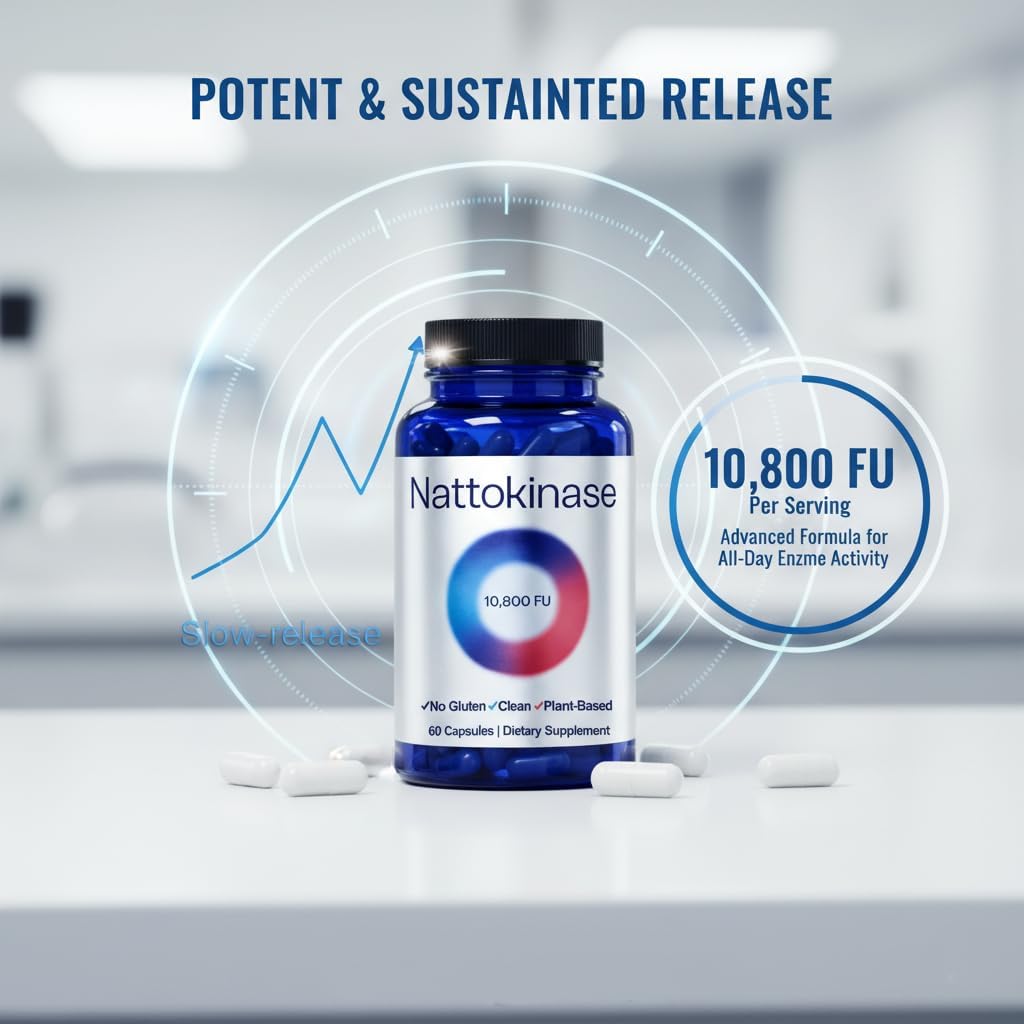 Ultimate Nattokinase 10800 fu,Nattokinase Supplement with 10800 fu,Organic Nattokinase Supplement,for Daily Wellness Support – Vegan,Gluten-Free, 60 Capsules