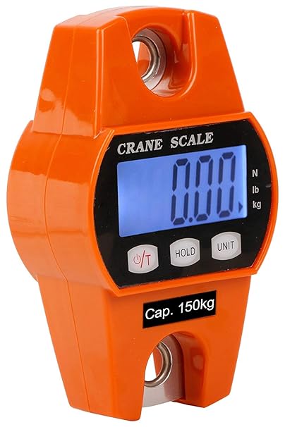 WeighTAJ OCS-L Compact Mini 150 kg Precision Digital Hanging Crane Weighing Scale for Luggage and Domestic Use (Orange)
