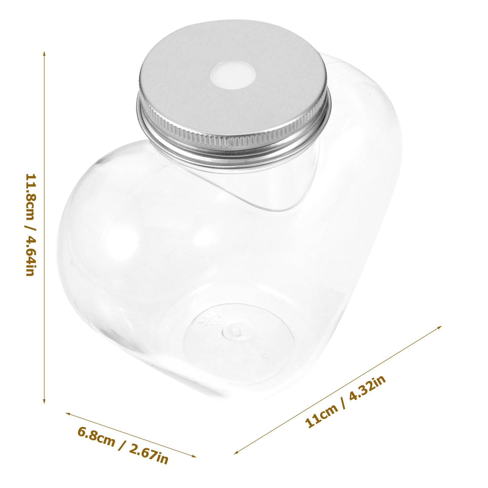 10 bottiglie di plastica per succhi di frutta con coperchio con fori di cannuccia, 500 ml, a forma di cuore, riempibili, riutilizzabili, vuote, bevande, frullati, barattoli trasparenti per caramelle,