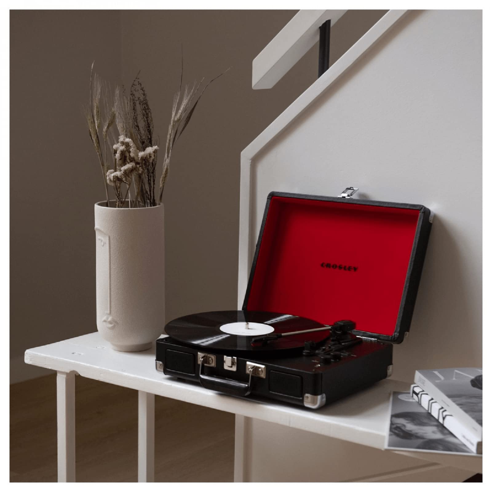 Crosley CR8005D-BK Cruiser Deluxe Portable 3-Speed Turntable with
