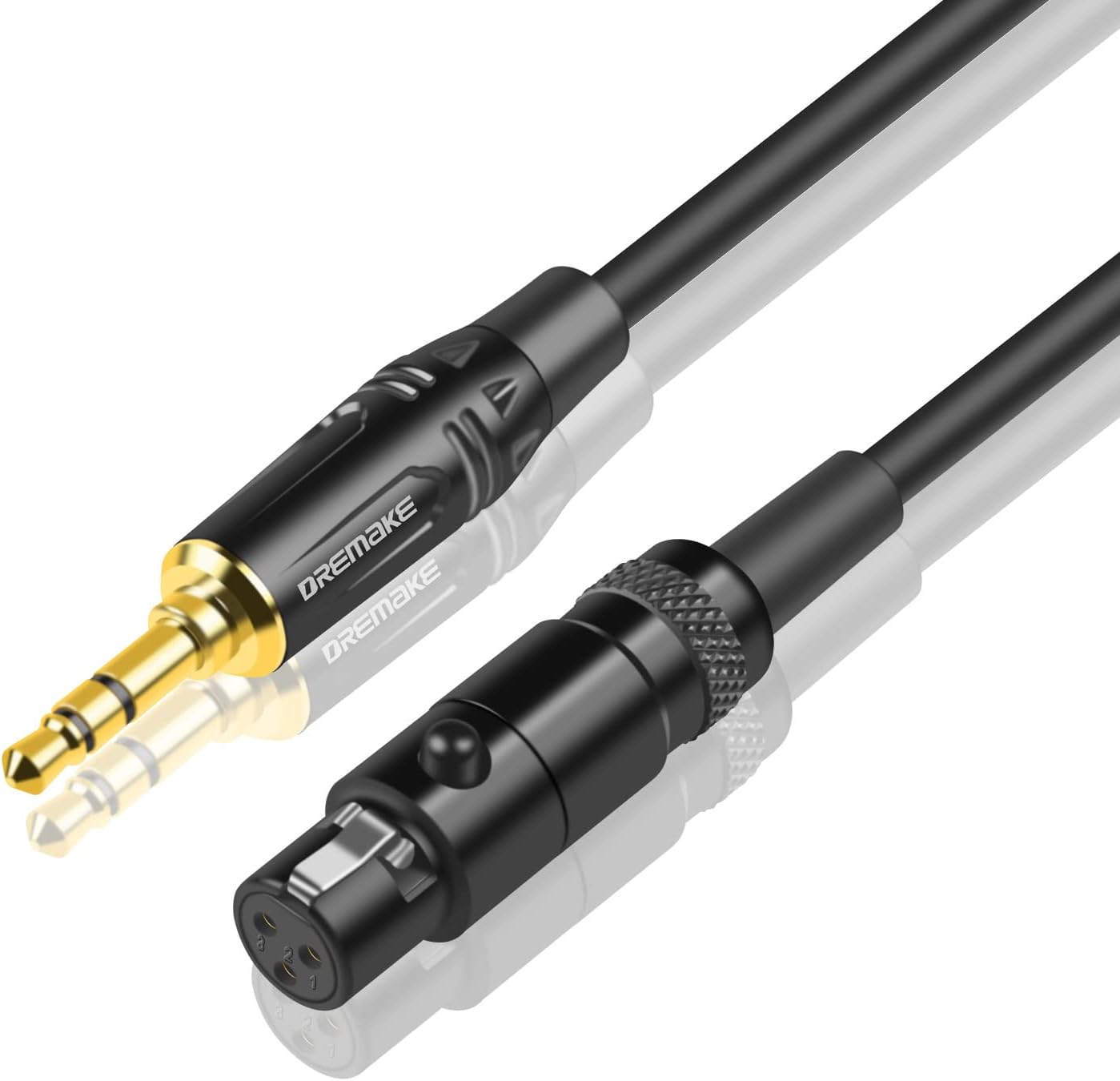 DREMAKEJack 3.5mm to Mini XLR Adapter Cable 5FT, 3.5mm 1/8'' to 3-Pin Mini XLR Cable, TRS 1/8 Inch Aux Stereo Male to Mini XLR Female Converter Audio Cable for Camera Mini-XLR Female to 3.5mm Male