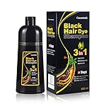COSMTEK Black Hair Dye Shampoo for Gray Hair, Semi-Permanent Hair Color Shampoo for Women and Men, Herbal and No Ammonia, 3 in 1-100% Grey Coverage(16.9 Fl oz)