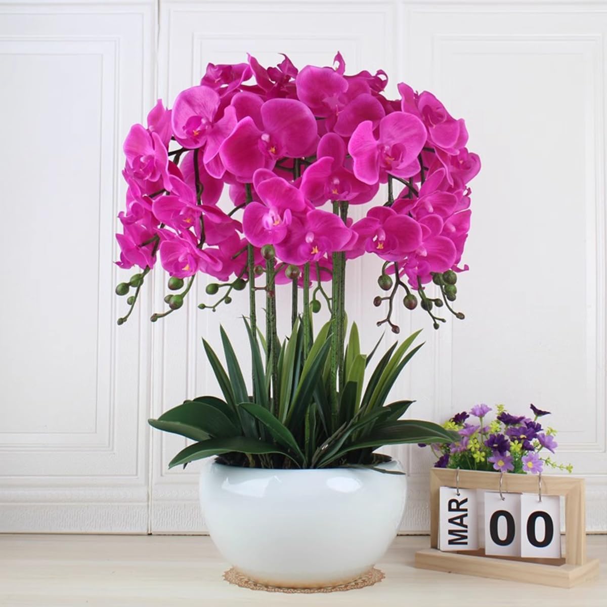CXGS Artificial Orchid Flower 9 Large Petals Realistic Latex Faux Orchids 3PCS 37in Orchid Stems Light Pink Fake Phalaenopsis Flower for Wedding Home Arrangement Décor