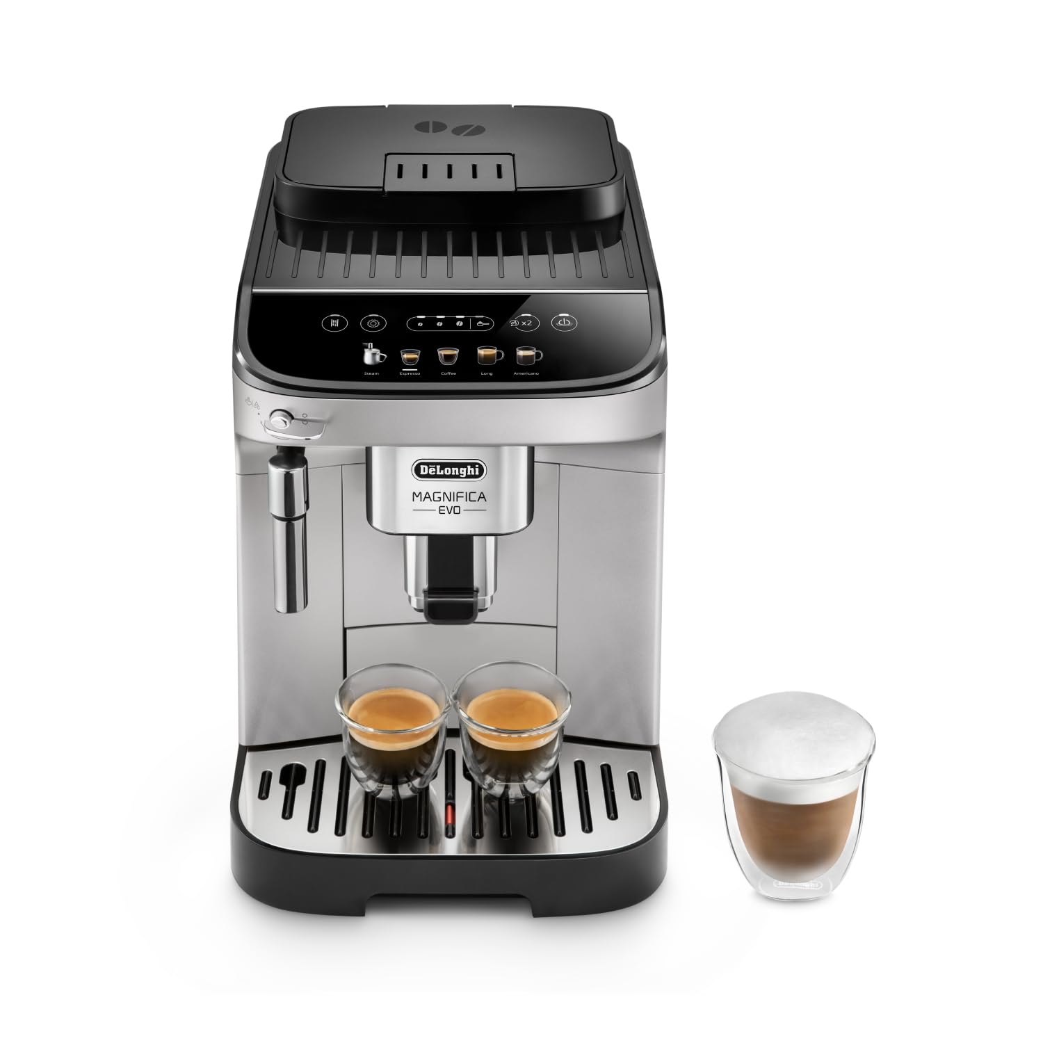 De'Longhi Magnifica ECAM292.33.SB, Macchina da caffè Automatica, Chicchi macinati al momento, 4 Bevande One Touch, Montalatte classico, Spegnimento Programmabile, Argento