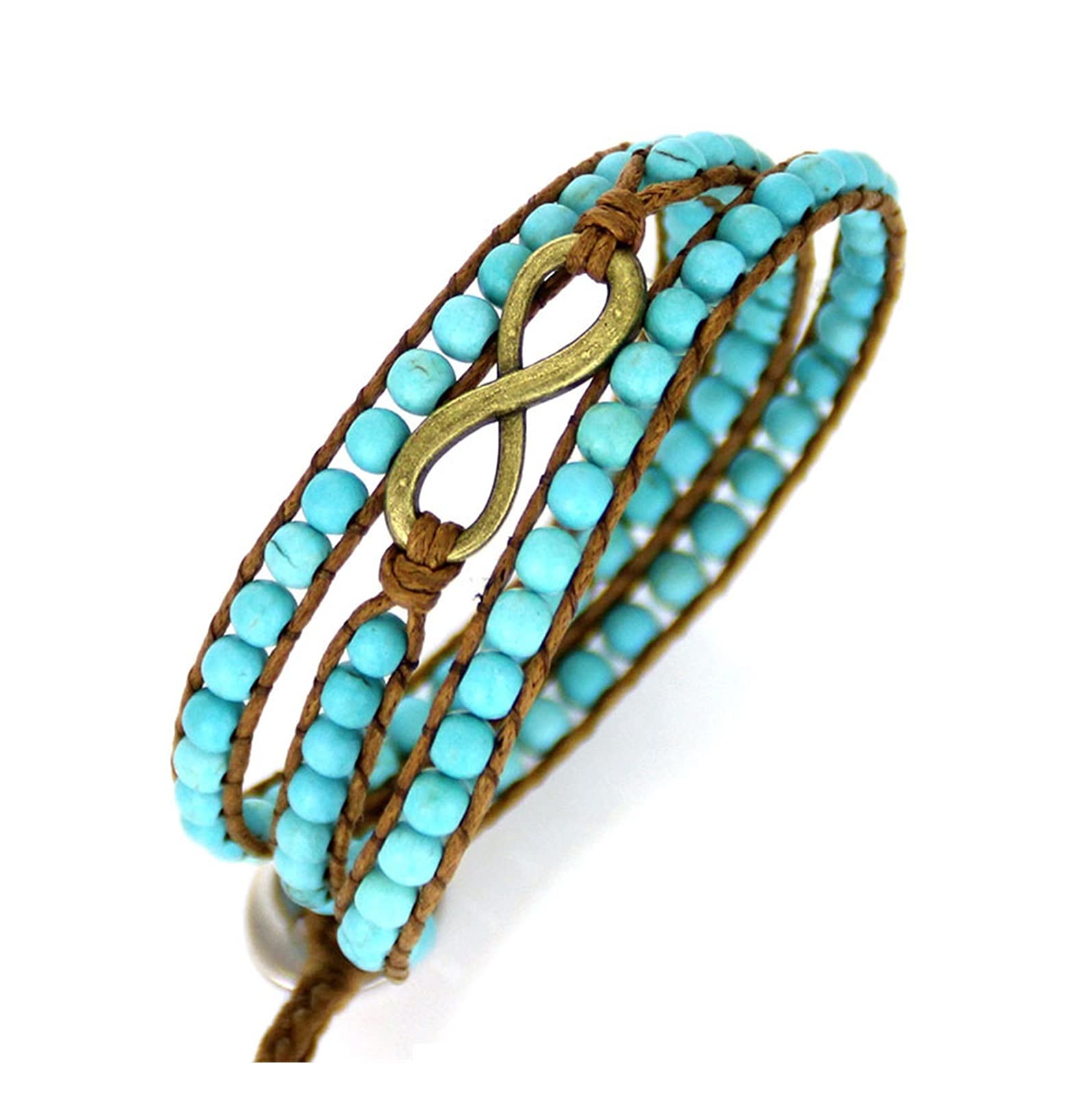 Pulsera Semi Preciosa Piedra con Encanto Infinito Pulsera Pulsera Amistad Pulsera Multicapa Amistad Pulseras (Metal Color : Silver)
