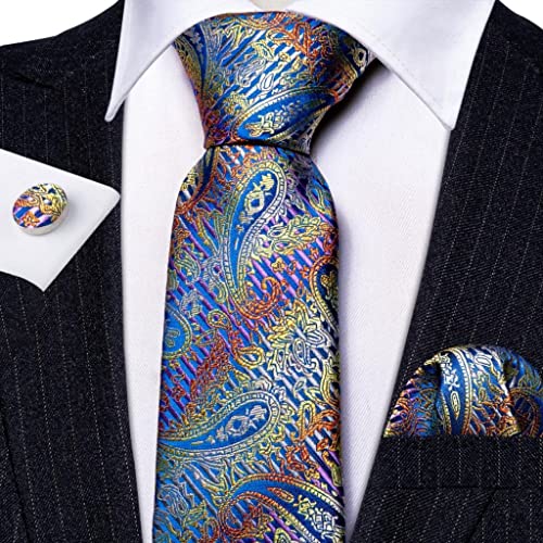 Set corbata, pañuelo y gemelos de seda para hombre miniatura 3