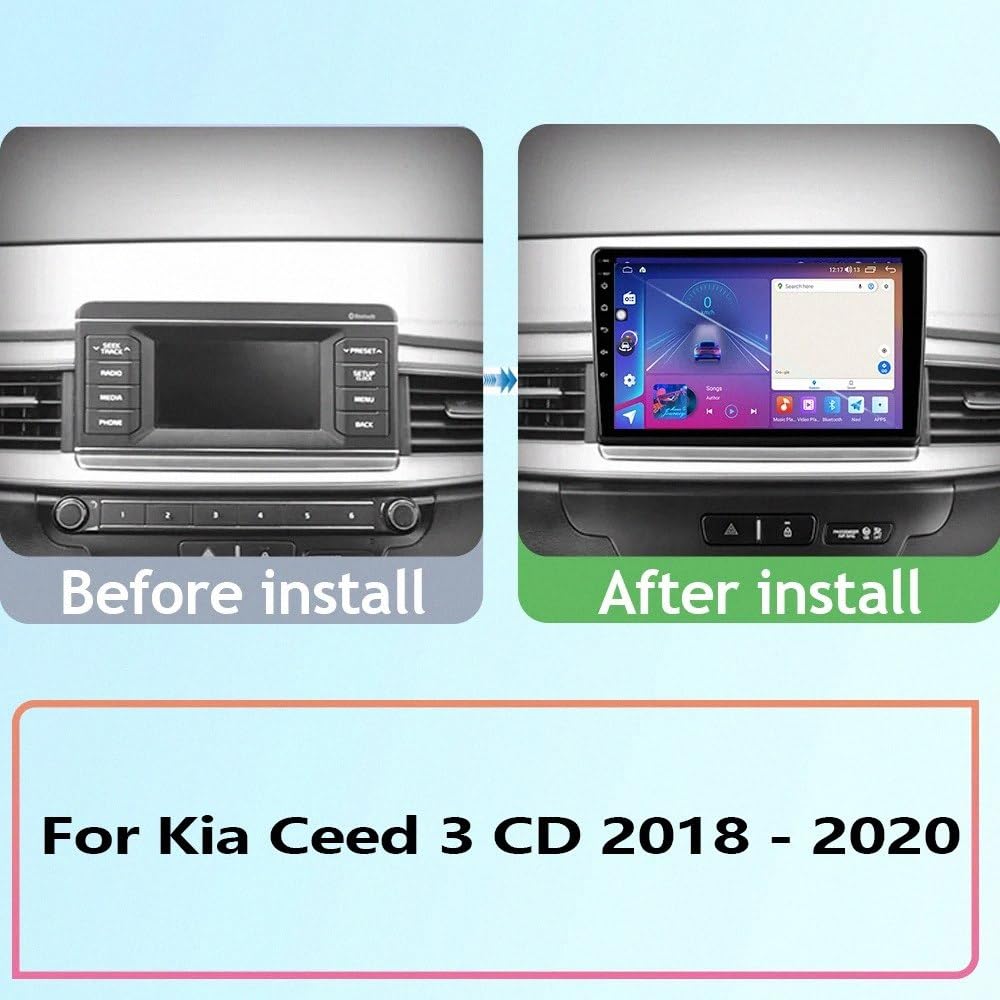 Auto-Multimedia-Player 2 Din für Kia Ceed 3 CD 2018-2020 Bildschirm mit Bluetooth-Freisprecheinrichtung, Sprachassistent, Live-Navigation, Mirrorlink, 8 Kern 8G+256G