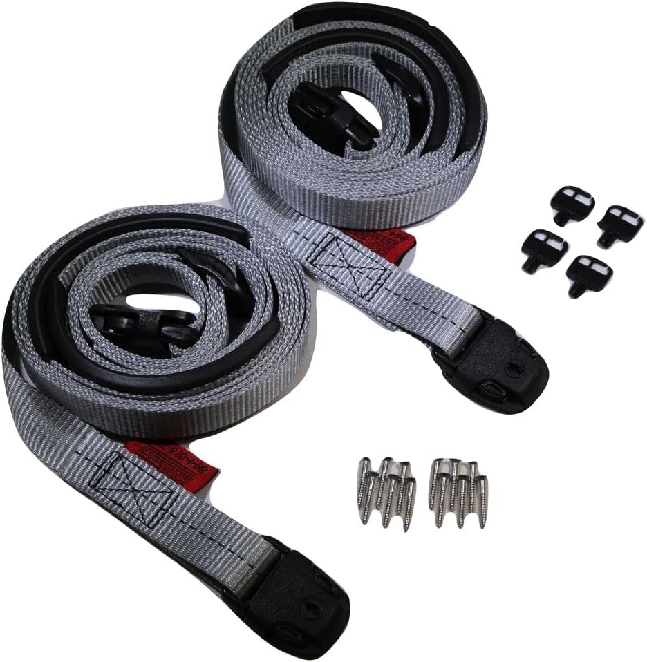 Hot Tub Spa Cover (2) Straps w/ (4) Locks & Keys - 12 feet, Adjustable, Kit w/Screws (Grey) Made in USA