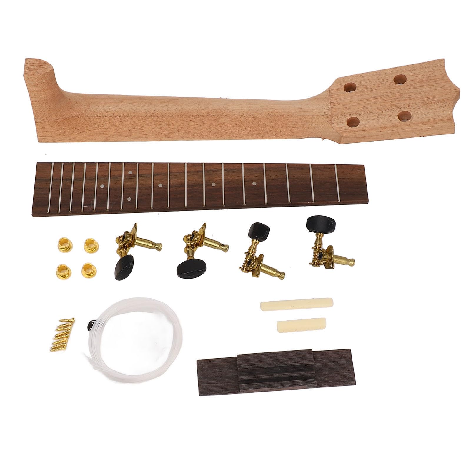 Akozon Kit de Reemplazo de Diapasón de Mástil de Ukelele - Kit de Fabricación de Mástil de Ukelele de 23 Pulgadas - Accesorios para Instrumentos Musicales