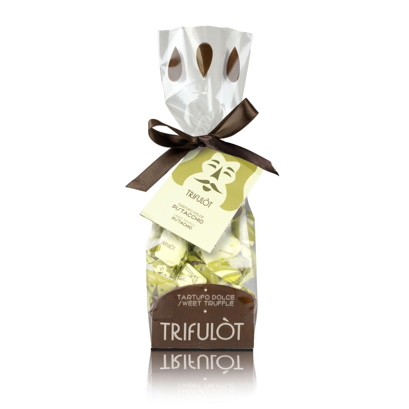 TartufLanghe Trifulot White Chocolate Truffles with Pistachios, Pistachio Praline Candy, Gourmet Italian Truffle Candy, Fancy Chocolate Gift Bag From Italy, Gluten Free