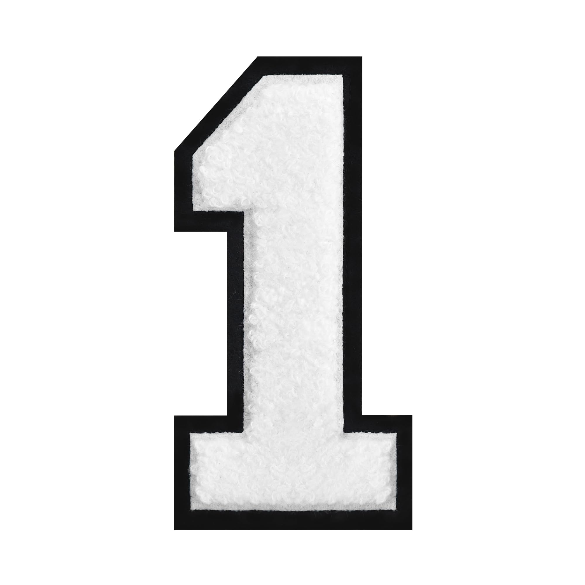 4-1/2" Iron on Number Patches White Chenille Number Patch Letterman Jacket Patches Large Number Patch for Jersey Jeans Clothing Bag (White-1)