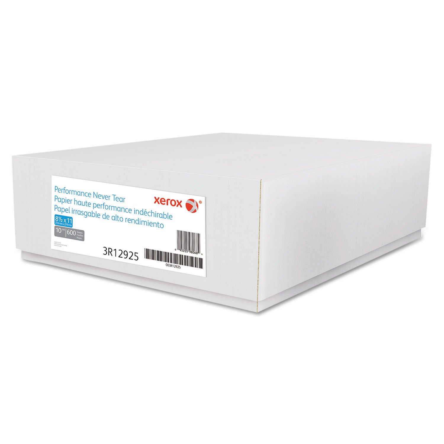 Xerox 3R12925 Revolution Performance Never Tear Paper, 10mil, 8.5x11, 94 Bright, White, 600/CT